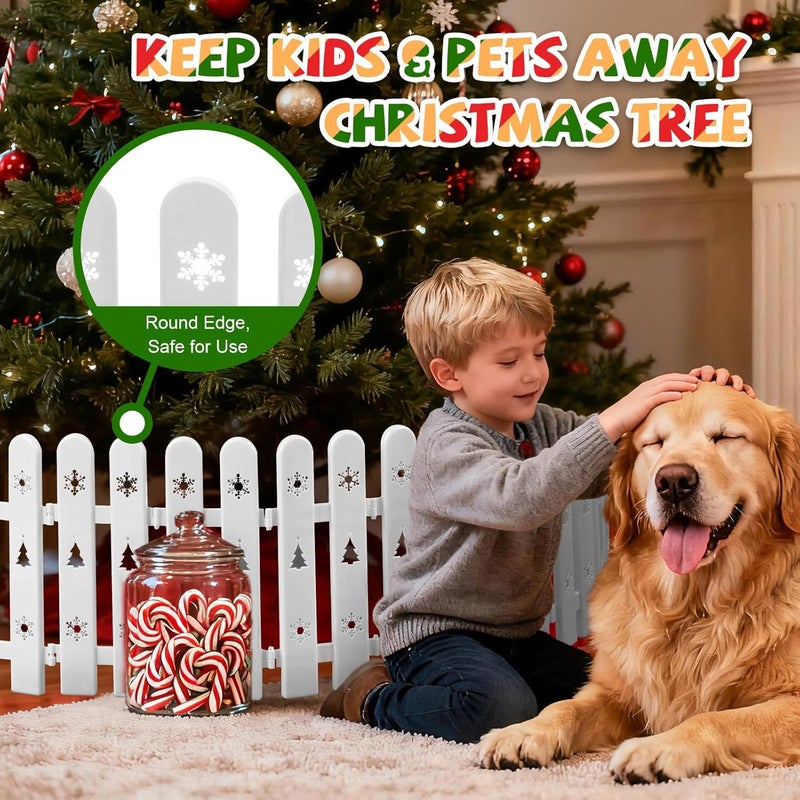 REILEIHODE Christmas Tree Fence 24 Pieces Thick Christmas Tree Blocker for Pets Dogs Cats White Plastic Tree Protectors Barrier for Wedding Party Decor Garden Home, 11 Inches - Image 2